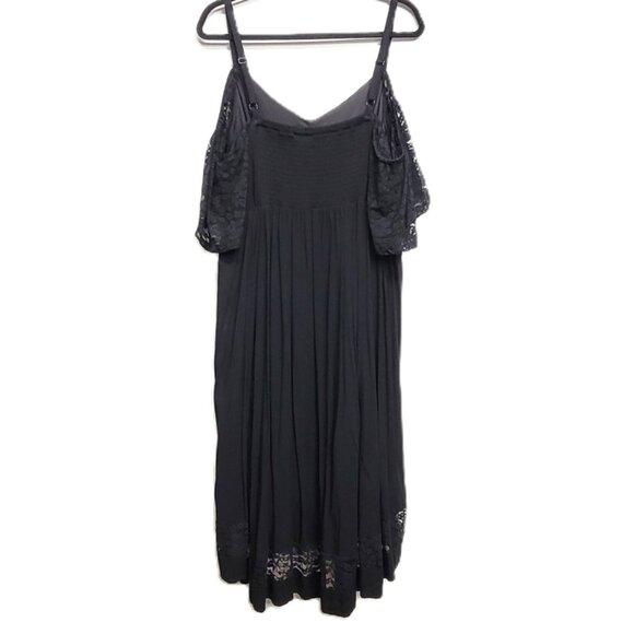 Torrid 2 Black Challis Cold Shoulder Lace Sleeve Hi-Lo Dress 2X 18 20 - Picture 7 of 14